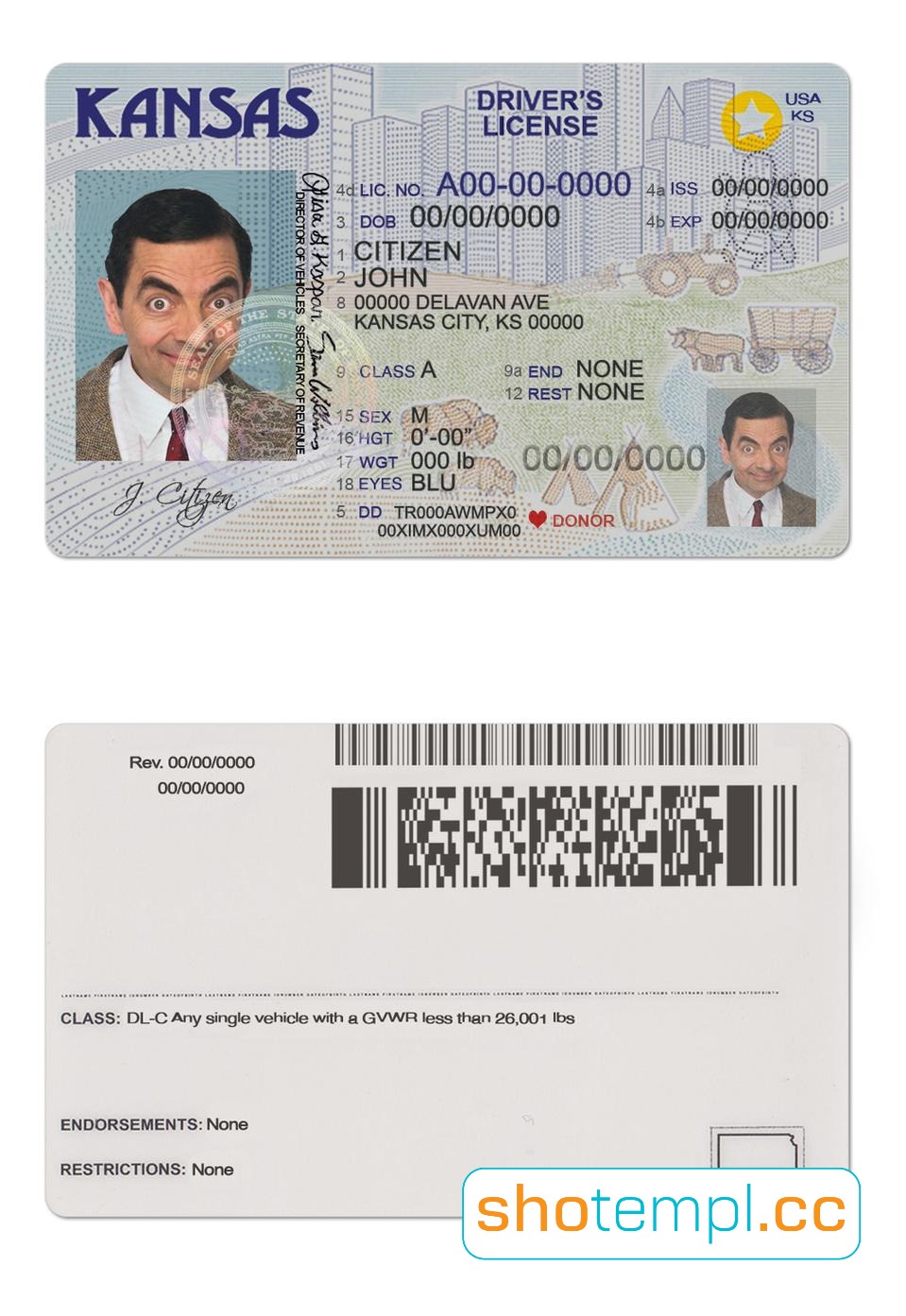 Kansas Driver License PSD Template